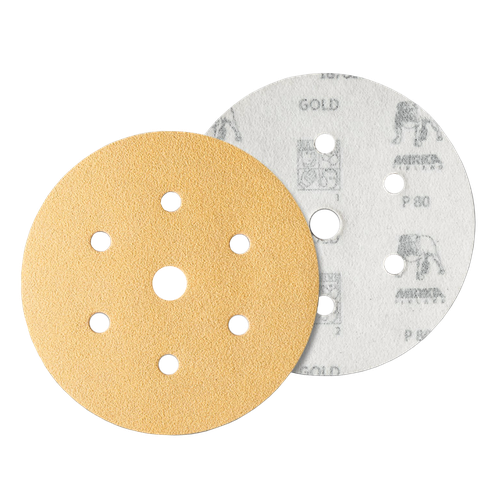 Фото товара "GOLD Шлифовальный бумажный диск, специальный оксид алюминия, 7 отверстий, 150 мм, Р80"
