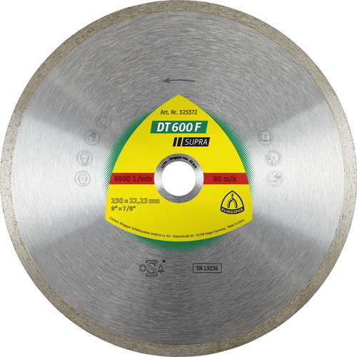 Фото товара "DT600F Алмазный диск по кафелю и керамике, ø 230х1,9х22,23 мм, - 1 шт/уп. DT/SUPRA/DT600F/S/230X1,9X22,23/GR/7"